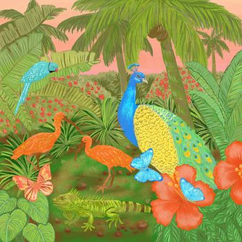 Scène de jungle paradisiaque