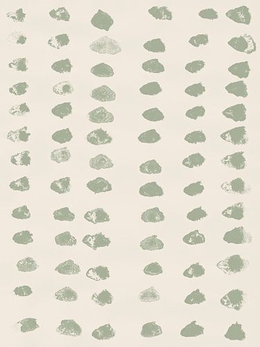 Japandi. Abstract minimalistisch patroon in saliegroen op wit.
