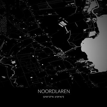 Black-and-white map of Noordlaren, Groningen. by Rezona