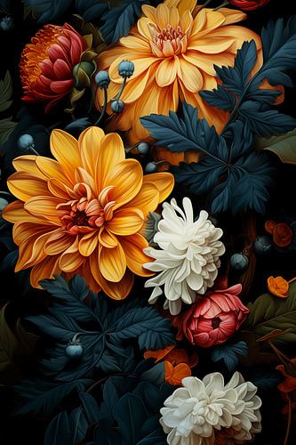 Donker boeket bloemen