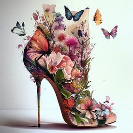 Stiletto floral avec papillons sur Chromatic Fusion Studio