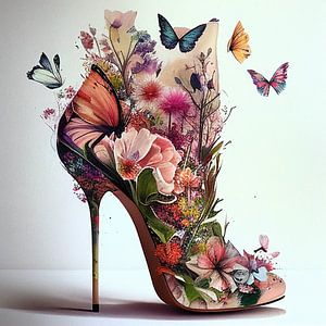 Floraler Stiletto mit Schmetterlingen