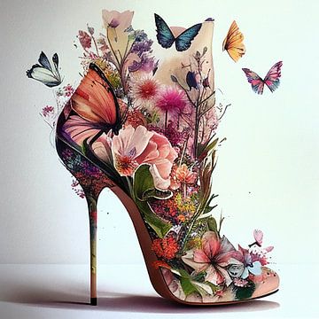 Stiletto floral avec papillons sur Chromatic Fusion Studio