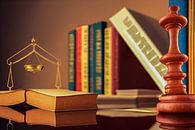 Illustration books and judge hammer lawyer by Animaflora PicsStock thumbnail
