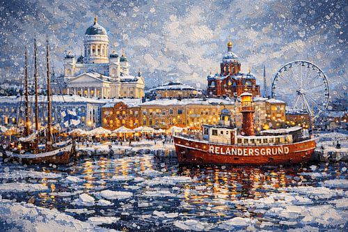 Helsinki in Finland, een impressionistisch schilderij.