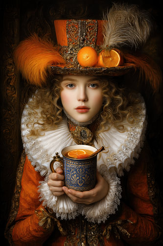 Oranje Thee - Speels Schilderij Oranje & Blauw