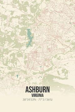 Carte d'époque d'Ashburn (Virginie), USA. sur Rezona