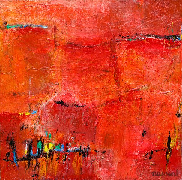 Red | Abstract painting with the colours orange and red by Anja Namink - Paintings