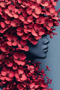 Portret van vrouw met bloemen van Art & Soul Creations