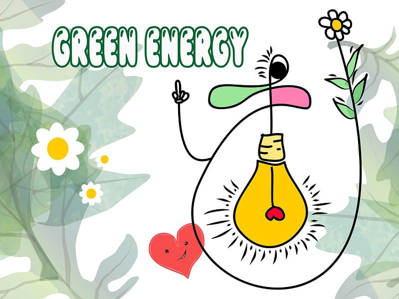 Grüne Energie Cartoon Illustration von Golden Haze Studio