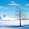 Blauw winterlandschap met een boom van Tanja Udelhofen