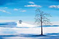 Blue winter landscape with a tree by Tanja Udelhofen thumbnail