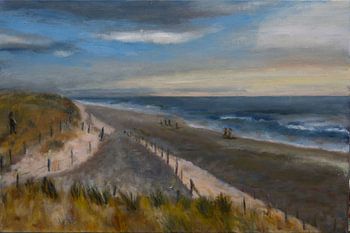 Beach in Southern Holland in the evening. 50x70cm