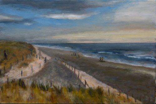 Strand Zuid-Holland bij avond. 50x70cm.