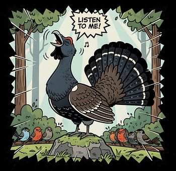 Le concert du Grand Tétras : Écoutez-moi ! (style comique)