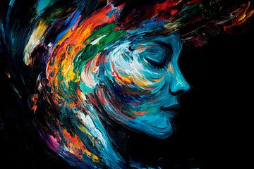 Colourful portrait painting of a woman by Poster Art Shop