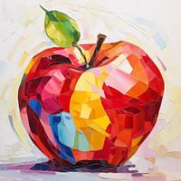 Abstract, colourful rendering of an apple