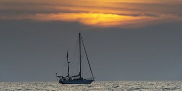 Sailing ship at sunset by Walter G. Allgöwer