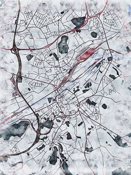 Kaart van Châtelet in de stijl 'White Winter' van Maporia