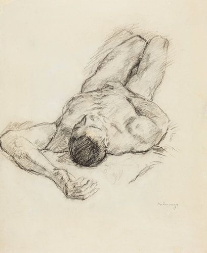 Max Beckmann - Reclining male nude (1911)