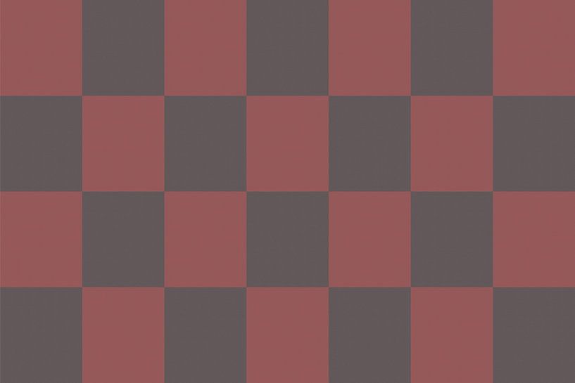 Schaakbordpatroon. Moderne abstracte minimalistische geometrische vormen in rood en bruin 34 van Dina Dankers