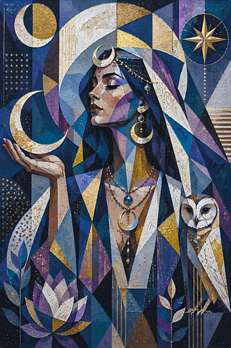 Moon Priestess a cubist painting.