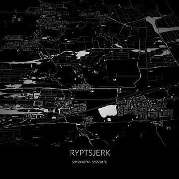 Carte en noir et blanc de Ryptsjerk, Fryslan. sur Rezona