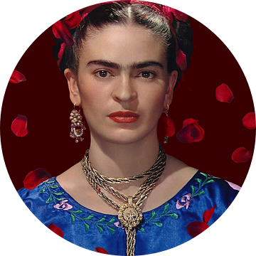 Frida - falling red rose petals van Digital Art Studio