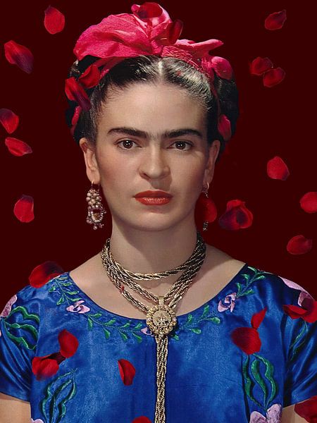 Frida - falling red rose petals by Digital Art Studio