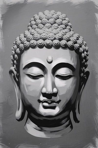 Monochromes Buddha-Portrait-Gemälde von Imperial Art House