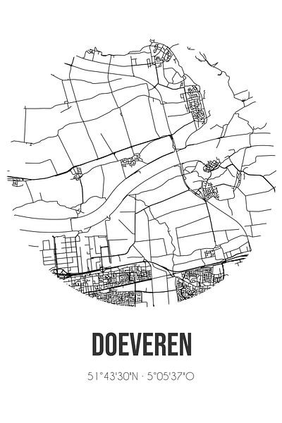 Doeveren (North Brabant) | Map | Black and White by Prints of Place