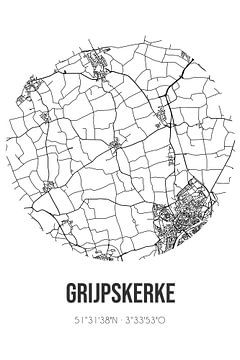 Grijpskerke (Zeeland) | Karte | Schwarz und Weiß von Rezona