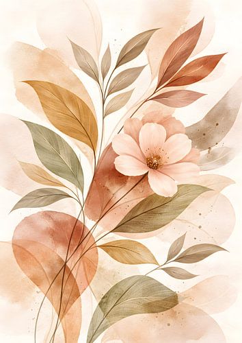 Art floral aquarelle botanique doux