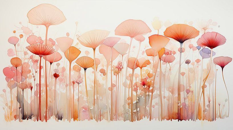 Paddenstoelen in Pastel 2 van ByNoukk