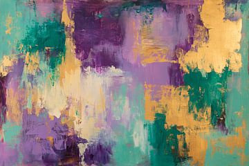 Kleurrijke abstracte compositie met goud van Poster Art Shop