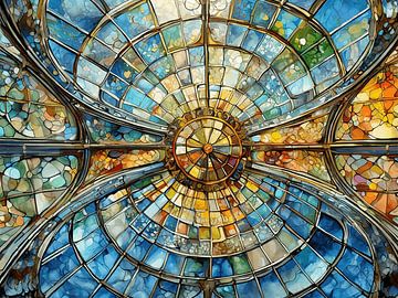 Kleurrijk glazen plafond van M. Wessels