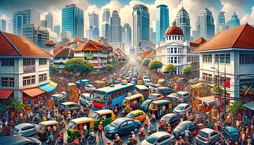 Jakarta : Le chaos de la circulation au milieu des contrastes architecturaux sur Jeroen Kleiberg