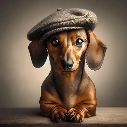 Dachshund portrait with beret