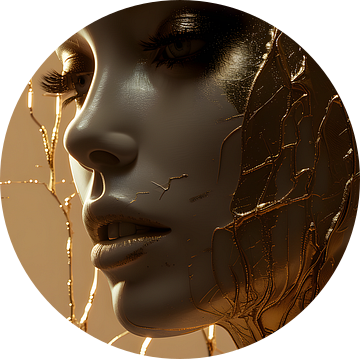Abstracte kunst vrouwen portret brons goud beige 