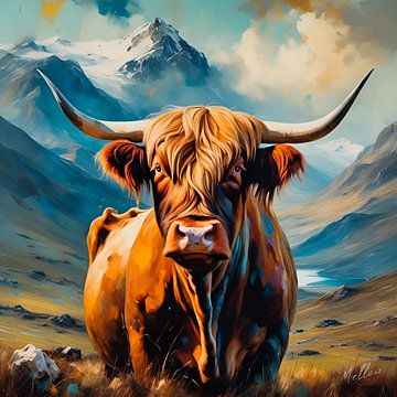 De zachtaardige geest van de Highland-koe van Mellow Art