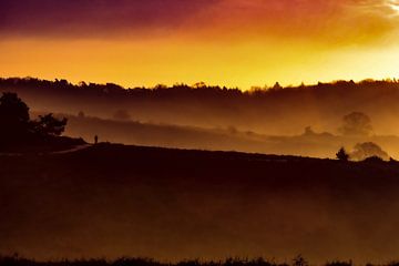 Landschap Posbank zonsopkomst van Jeroen Beemsterboer