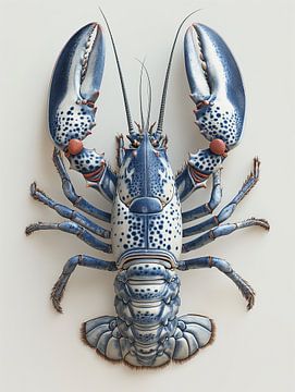 homard avec armure de couleur bleu delft sur Margriet Hulsker
