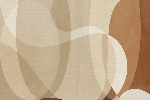 Scandinavische minimalistische kunst in beige, terracotta en bruin op linnen