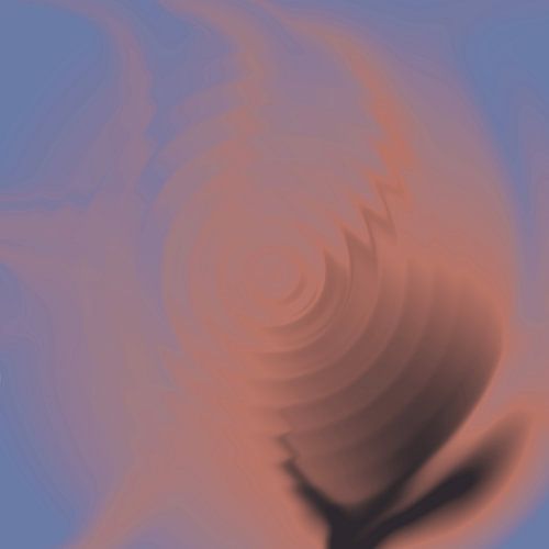 Rimpelingen op het water. Modern hedendaags abstract in roze terra en blauw I