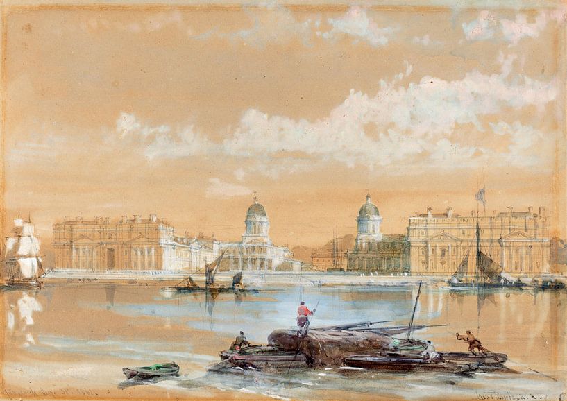 Das "Naval College" vom Fluss in Greenwich, David Roberts von Liszt Collection