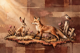 Fox, hare and bird by Emiel de Lange