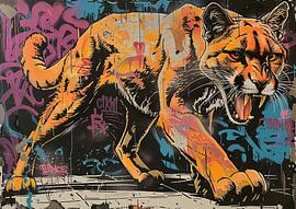 Graffiti Leopard | Urban Jungle Roam von Blickfänger Gemälde