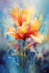 abstraktes Aquarell einer Blume/Blumen