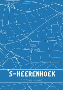 Blauwdruk | Landkaart | 's-Heerenhoek (Zeeland) van MijnStadsPoster