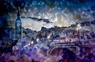 City-Art LONDON Westminster Bridge bei Sonnenuntergang  van Melanie Viola thumbnail